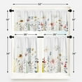 thumbnail image 2 of Watercolor Floral Kitchen Curtains Window Curtains Valance and Tier Set 36 Inch, Colorful Wildflowers and Butterflies Rod Pocket Short Tier Curtain, Spring Small Curtains for Kitchen Decor, 2 of 5