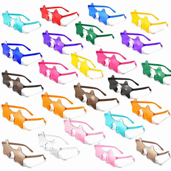 Bulk 30 Pairs Star Sunglasses Rimless Star Shape Sunglasses for Birthday, Beach, and Kids Party Favors - Novelty Fashion Colorful Sunglasses
