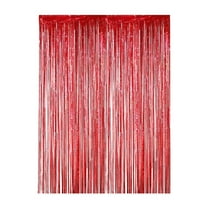 2 Pack Photo Booth Backdrop Metallic Tinsel Foil Fringe Curtains Environmental Background Streamers for Birthday Wedding Party Christmas Decorations (Red Backdrop Curtain)Harlik