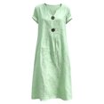 thumbnail image 4 of Bysome Women Dress Button Down Solid Color Short Sleeve V-Neck Dresses Summer Quick Dry Women Dresses Size XL Green, 4 of 4