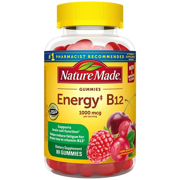Nature Made Energy B12 1000 mcg, Dietary Supplement for Energy Metabolism Support, 80 Gummies, 40 Day Supply
