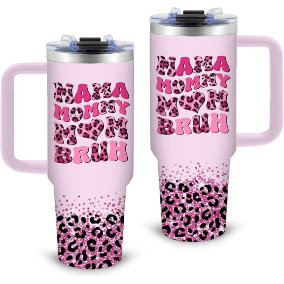 Mama Gifts 30 oz Purple Mommy Mom Cups Tumbler with Handle and Straw, Stainless Steel Travel Insulated, Leak-proof, Mothers Birthday Christmas Gifts for Women, Momma, Mama Mommy Water Cup