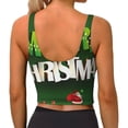 thumbnail image 4 of Goofa Merry Christmas Printed Sports Bras for Women, High Impact Running Bra Workout Crop Tank Tops Longline Sports Bra Push up-Large, 4 of 9