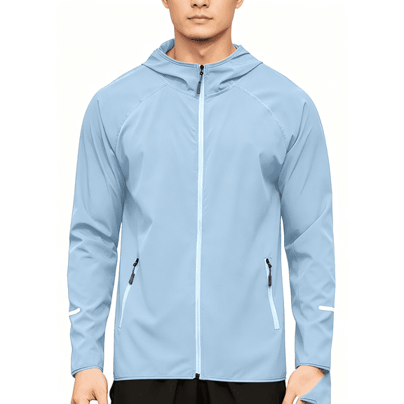 Busydd Mens Zip Up Hoodie Breathable Comfortable Workout Running Jacket Casual Solid Color Long Sleeve Jackets for Men M
