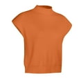 thumbnail image 5 of UJNDER Autumn Winter Solid Color Wool Sweater for Women Temperament High Neck Sleeveless Pullover Orange L, 5 of 9