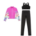 thumbnail image 4 of Alvivi Kids Girls Ice Skating Sport Outfit Long Sleeve Jacket +Tank Top + Pants Training Clothes Set Black&Hot Pink 6, 4 of 6