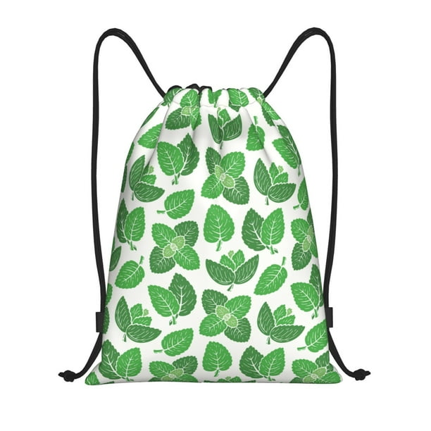 Fotbe Green Leaves Bolsa Mochila con Cordón Estampada, Bolsa de Gimnasio Deportiva, Bolsa Cinch, Bolsa con Cordón para Hombres y Mujeres-Small