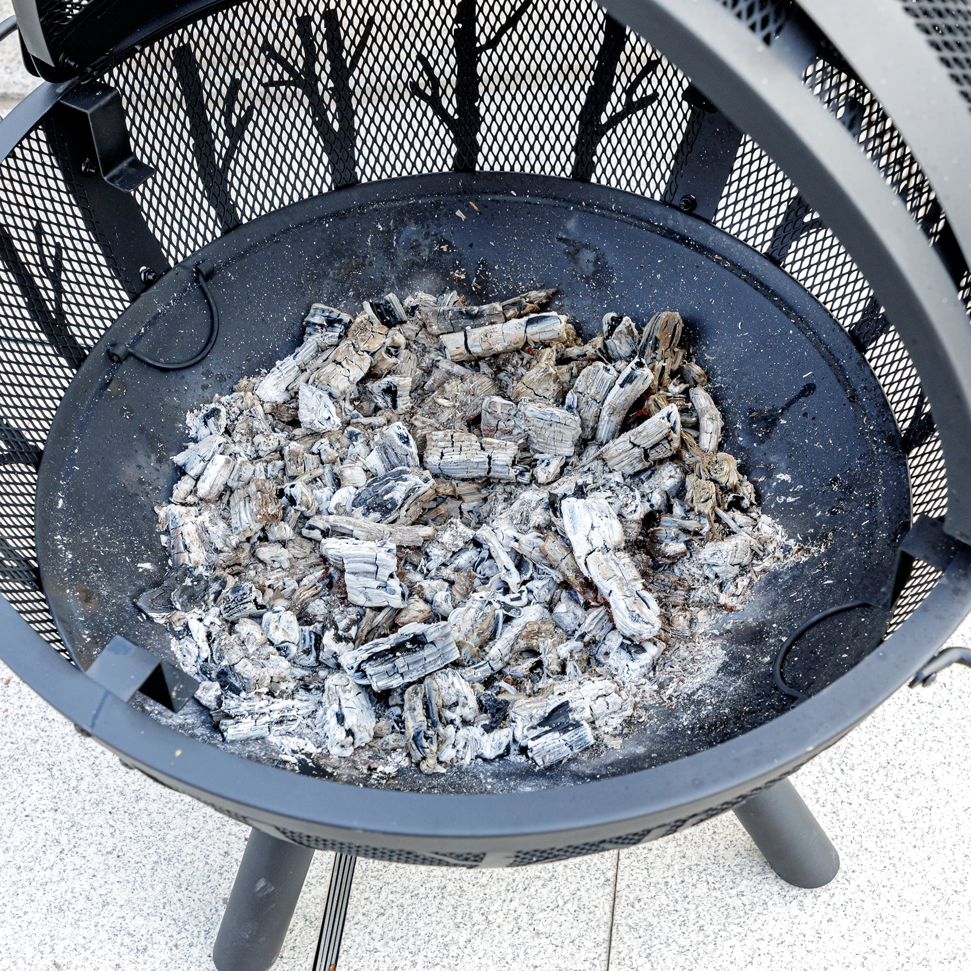 MistMo 35 inch Metal Ball Outdoor Fire Pit with Grill for Outside Patio Bonfire