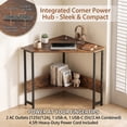 thumbnail image 4 of 28.5" Corner Computer Desk with Charging Station & Open Shelf, Triangle Laptop PC Work Table, Small Home office Desk,Rustic Brown, 4 of 9