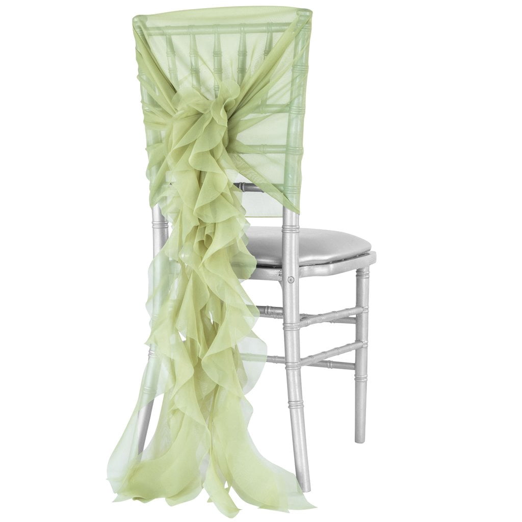 1 Set, Soft Curly Willow Ruffles Chair Sash & Cap Sage Green For