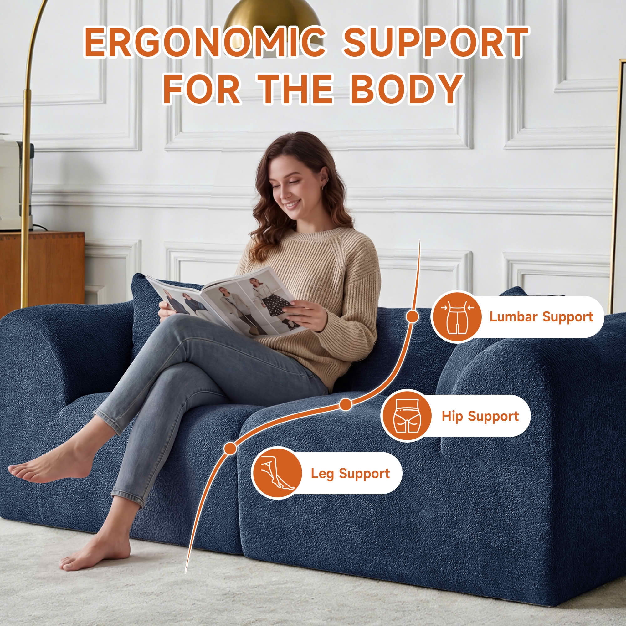 MAYEERTY Modern Velvet Loveseat Sofa with Throw Pillows Compact Space-Saving Couch