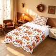 thumbnail image 3 of Homewish HFarm Truck Pumpkin Twin Sheets, Autumn Maple Leaf Bedding, White Orange, 3pcs (1 Flat Sheet, 1 Fitted Sheet and 1 Pillowcase), 3 of 6