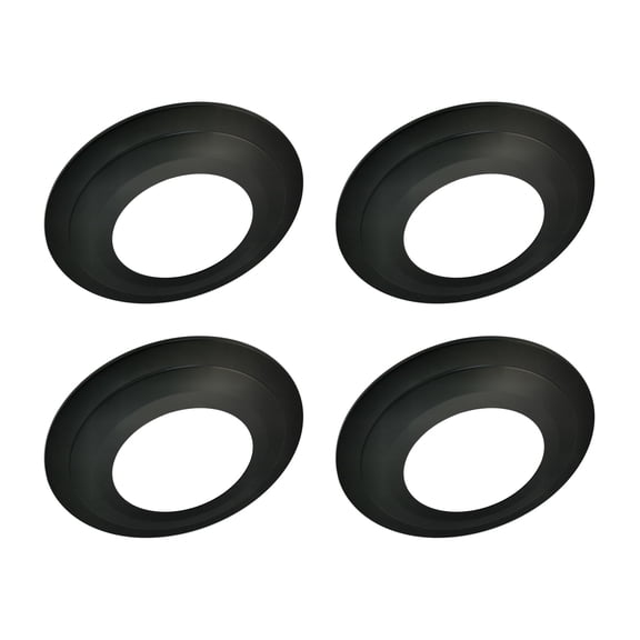 Jolux 4 Pack Matte Black Goof Trim Ring for 5/6" Inch Recessed can Lighting Downlight,Plastic,Recessed Light Trim Cover Outer Diameter 8.6 Inch, Inner Diameter 4.7 Inch.
