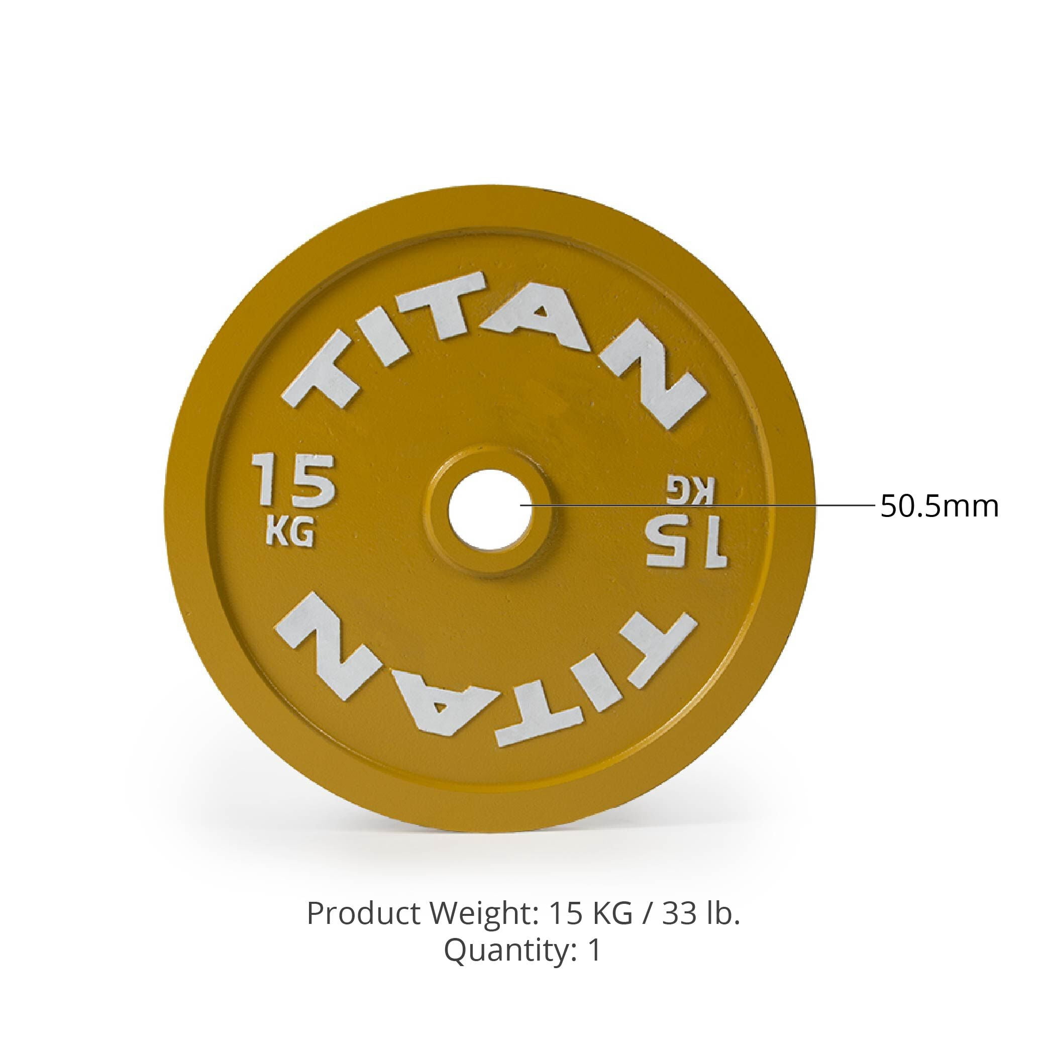 Titan Fitness 15 KG Olympic Calibrated Steel Powerlifting Plate, Machine Precision Steel Discs, Sold Individually