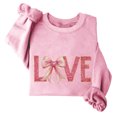 thumbnail image 2 of Novelty Bow Love Print Sweatshirt Women 2025 Valentine's Day Fleece Pullover Sweatshirts Cute Long Sleeve Crewneck Shirts Clothes Outfits(Pink,L), 2 of 4