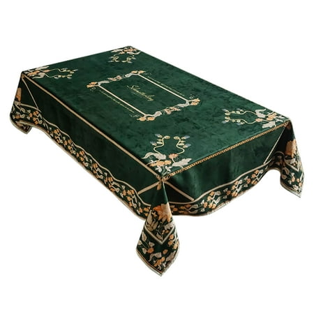 

Rectangle Tablecloths Green Velvet Vintage Tablecloth American Retro Stain Resistant Table Covers For Christmas Banquet Party Wedding Mahjong-Penko-100x140cm(39x55inch)