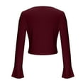 thumbnail image 5 of Aloohaidyvio Ribbed Shirts for Women Long Sleeve Knit Y2K Tops Lightweight Slim Basic Knit Tunic Blouses, 5 of 6