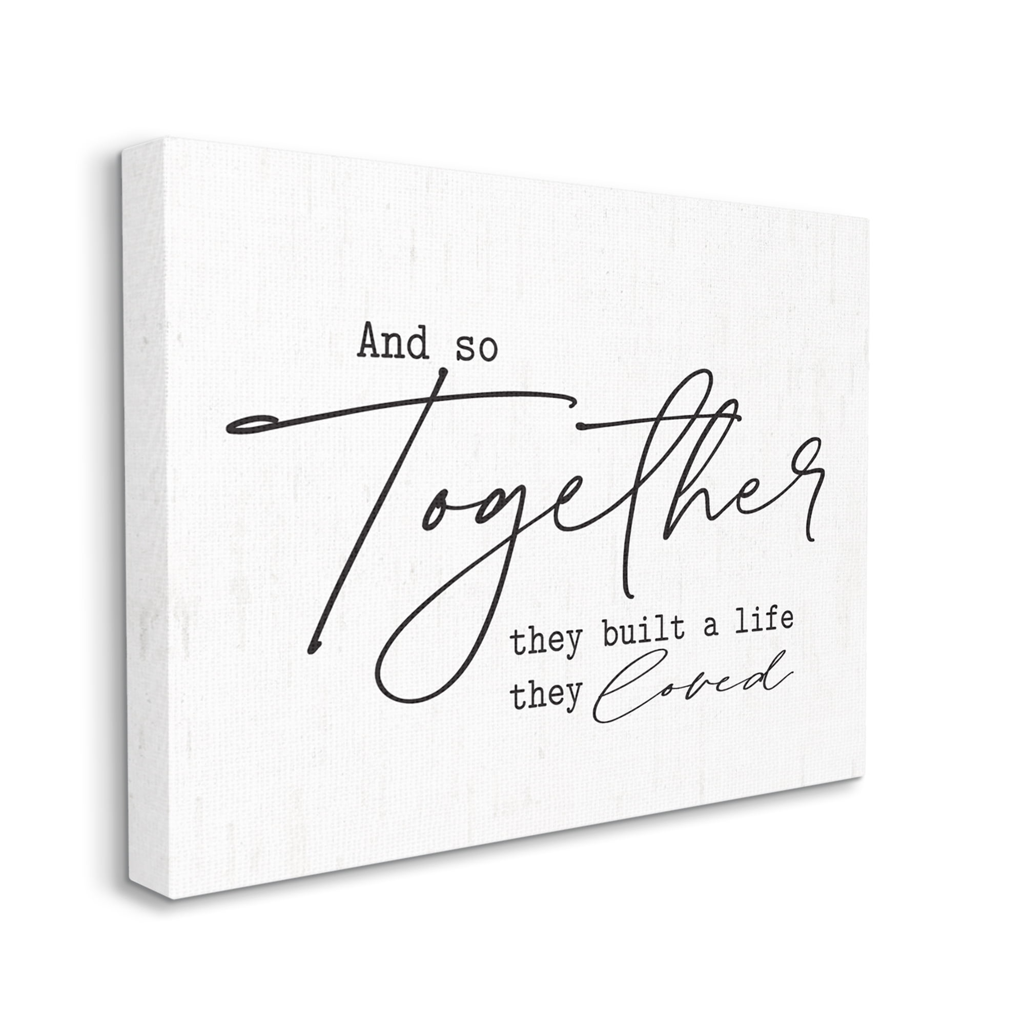 Stupell Industries Romantic Together Quote Casual Birch Pattern Calligraphy Graphic Art Gallery Wrapped Canvas Print Wall Art, Design by Lettered and Lined