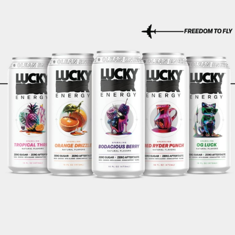 Lucky Energy Sugar Free Energy Drinks 16 Fl Oz Cans (12-Pack