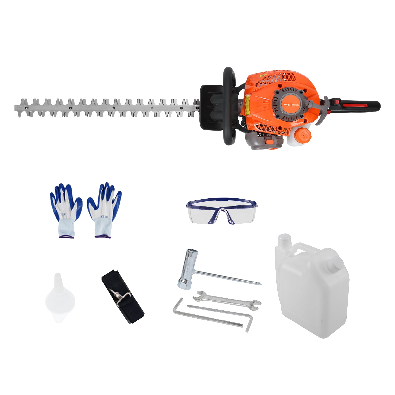 solautey 24-Inch Cordless Hedge Trimmer with Dual Action Blade, 26cc Gas Powered Hedge Trimmer Bush Trimmer 2-Stroke Fuel-efficient Low Voice Gas Bush Cutter Red