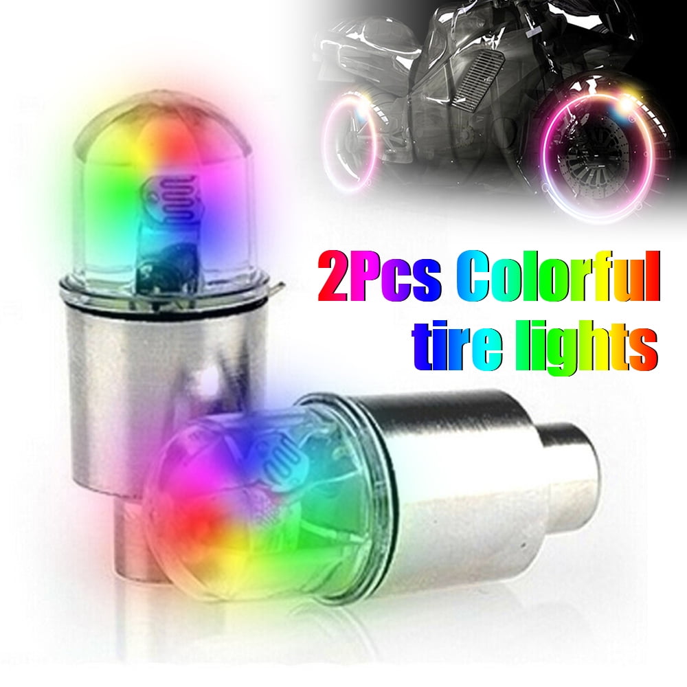 2 x 5 led Color LED Neon Car Bike Wheel Tire Tyre Valve Dust Cap Spoke Lights 