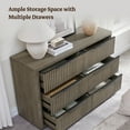 thumbnail image 3 of SICOTAS 3 Piece Farmhouse Bedroom Dresser and Nightstand Set, Fluted 6 Drawer Dresser, Nightstand Set of 2 with Drawer & Open Shelf for Living Room, Grey, 3 of 10