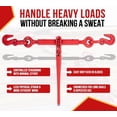 thumbnail image 5 of 8 Pack Crosby Lebus 3/8"-1/2" Heavy Duty Ratchet Lever Load Binder w/Grab Hooks 15,000 Lbs WLL | Tie Down Hauling Chain Binders for Flatbed Trailer Red, 1048422, L-140 R-7, 5 of 11