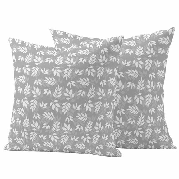 Gray Leaves Outdoor Waterproof Pillow Covers, Vintage Farmhouse Pastoral Aesthetic Plants Decorative Square Throw Pillowcase Sofa Cushion Sham for Patio/Couch/Chair, 16"x16" 2 Pack