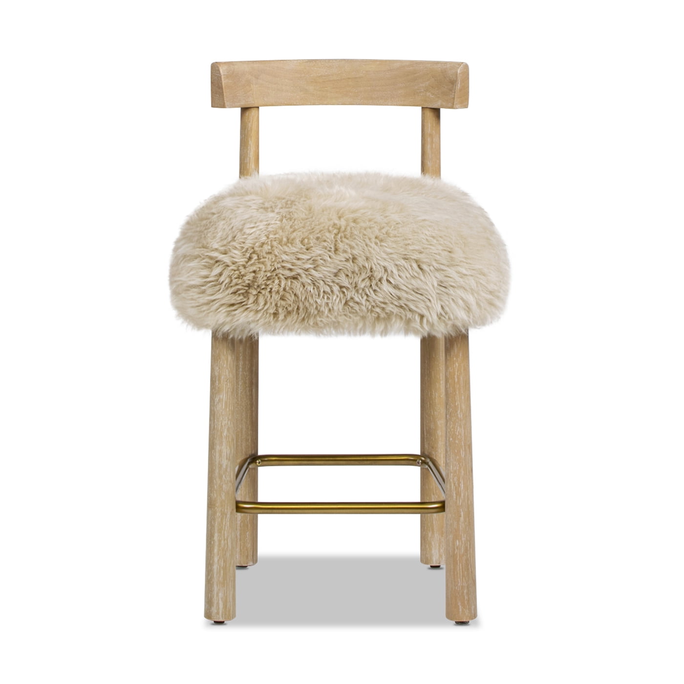 Jennifer Taylor Home Arden 27.5 Genuine Fur Counter Height Bar Stool Natural Blonde Genuine Fur
