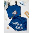 thumbnail image 1 of Conjuntos cortos para mujer, 2 piezas, pijama, falda, camiseta, top, vestido lencero, traje de mujer, Snoopy, ribete de lechuga, ropa elegante de verano 2024, 1 of 5