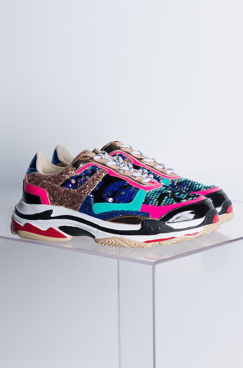 sequin platform sneakers