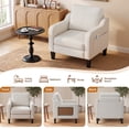 thumbnail image 6 of EOP Modern Comfy Armchair, Linen Fabric Accent Chair with Side Pockets, Living Room Chair with Foldable Table, Upholstered Reading Chair for Bedroom, Beige, 6 of 11