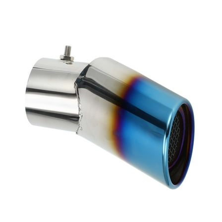 Unique Bargains 1 Pc Curved Slant Cut Exhaust Tip 2.9" Inlet Stainless Steel Burnt Blue