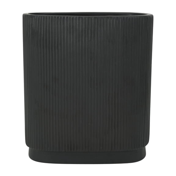 Sagebrook Home Ceramic 12"h Ridged Vase, Black