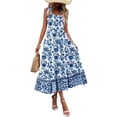 thumbnail image 1 of Vestido largo Zeagoo Boho con estampado floral escalonado y bolsillos para mujer, 1 of 7