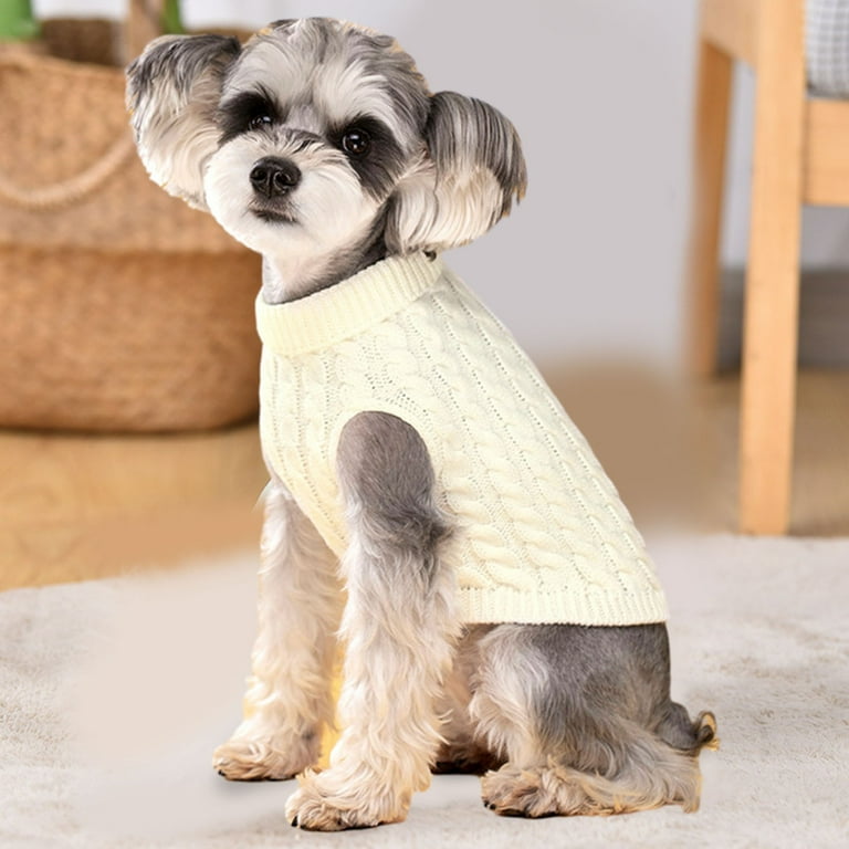 Dog Knitted Sweaters Turtleneck Classic Cable Knit Dog Jumper