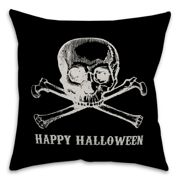 Creative Products Skull and Crossbones Happy Halloween 16x16 Indoor / Outdoor Pillow