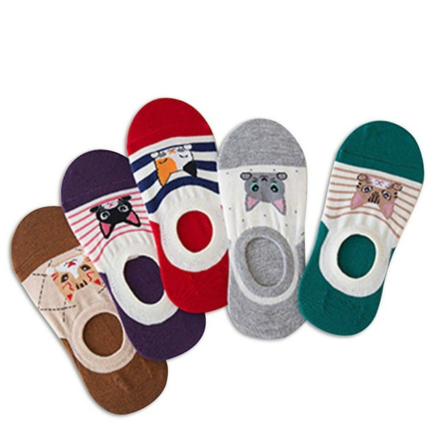 Women's Cartoon Pattern Low Cut Cotton Socks No Show Socks Animal Cotton Short Socks