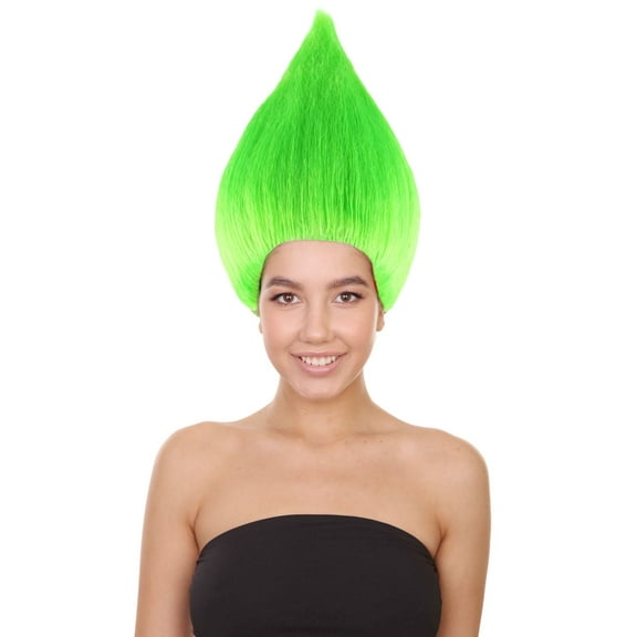 HPO Troll Style Unisex Wig Santa's helper Neon Green Halloween Wig