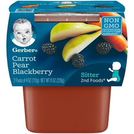 (4 pack) (4 Pack) Gerber 2nd Foods Carrot Pear Blackberry Baby Food, 4 oz. Tubs, 2 Count
