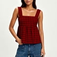 thumbnail image 6 of Feancey Women's Gingham Tank Top Bow Tie Back Casual Peplum Tank Tops Square Neck Sleeveless Babydoll Shirts 2026 Trendy Y2K Clothes Wine S, 6 of 9