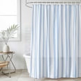 thumbnail image 6 of Blue Stripes Shower Curtain Set - Small 36" x 72" Washable Bathtub Curtain with 12 Hooks, Minimalist Geometric Vertical Striped Waterproof Fabric Stall Shower Curtains for Bathroom/Bathtub Décor, 6 of 6