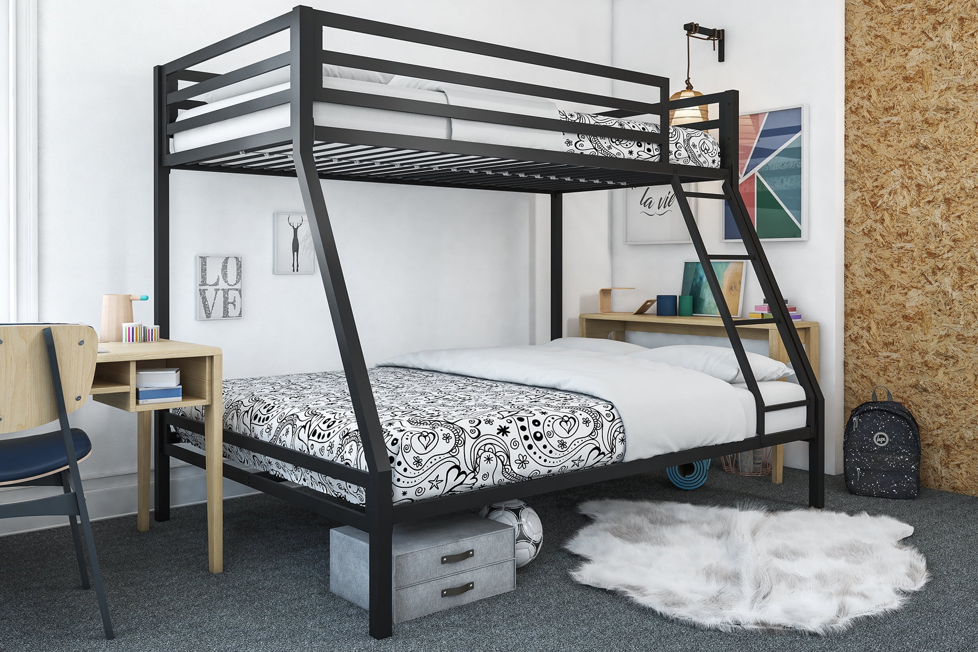 black metal twin over full bunk bed