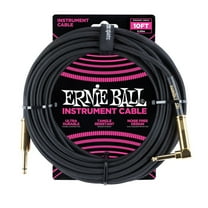 Ernie Ball Braided Instrument Cable, Straight/Angle, 10ft, Black P06081