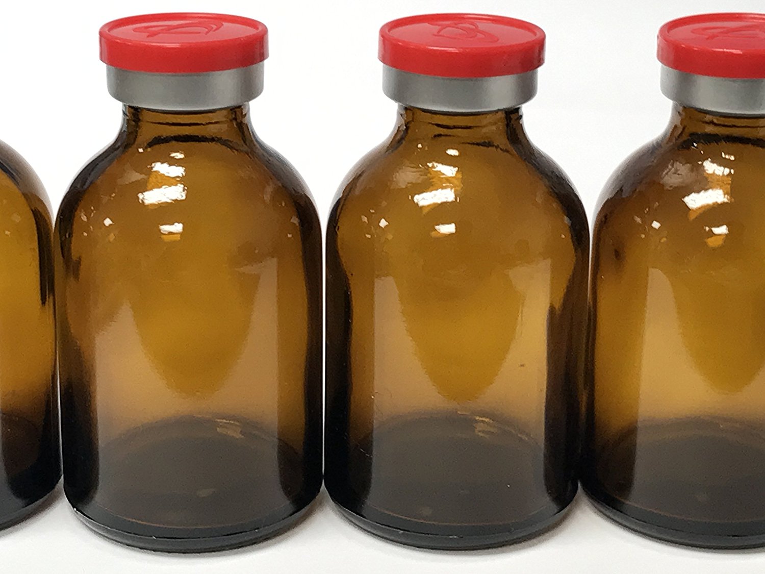 30ml Sterile Amber Vial 10pk Red FlipOff Caps