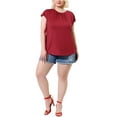 thumbnail image 3 of Unique Bargains Women's Plus Round Neck Ruched Short Sleeve Summer Top 2X Burgundy, 3 of 6