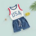 thumbnail image 3 of Douhoow Infant Boy Independence Day Outfits Sleeveless T Shirts Solid Shorts Summer Set, 3 of 8