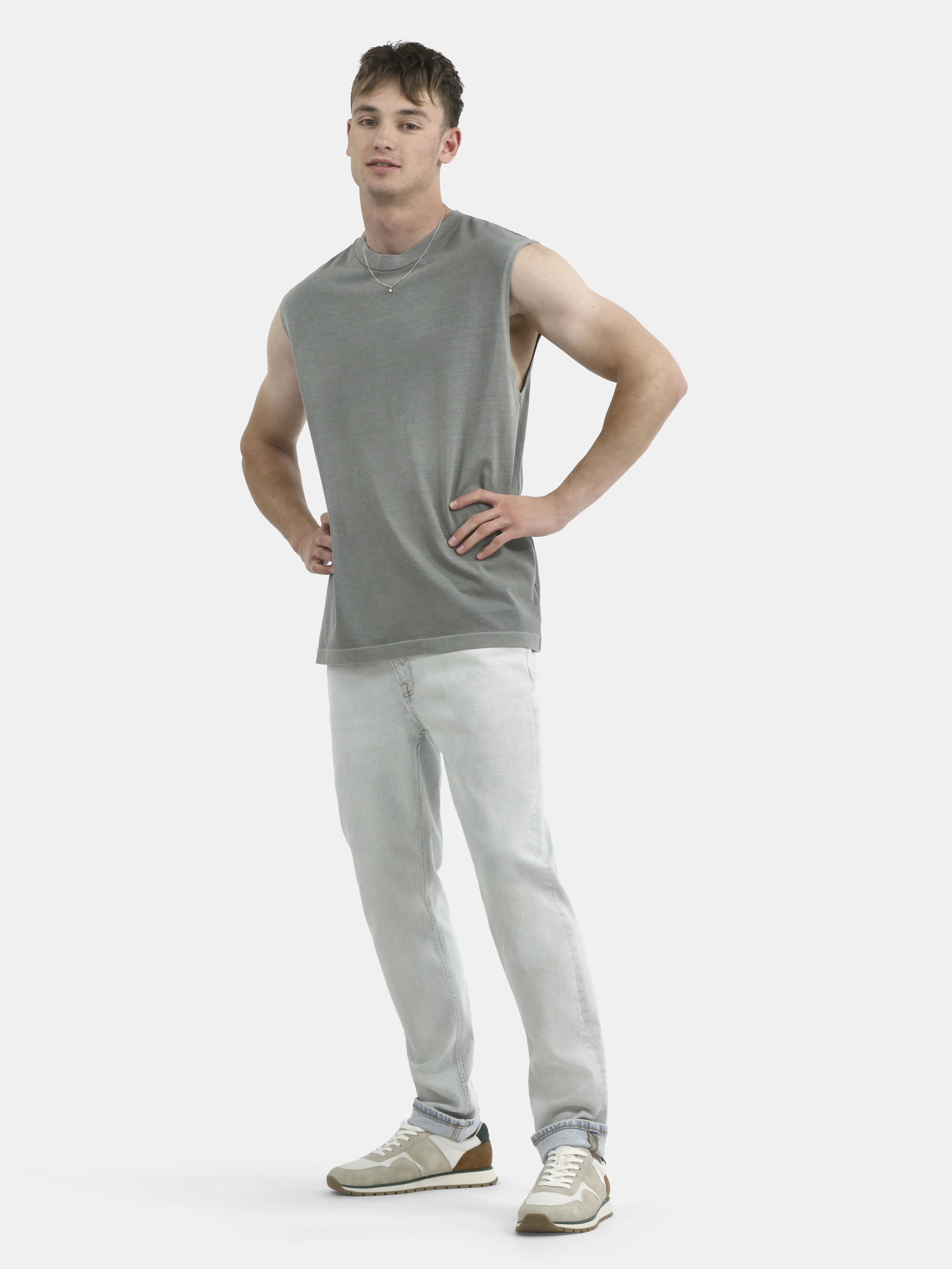 No Boundaries Men's & Big Men's Oversized Sleeveless Cotton Muscle Tee, Sizes XS-5XL