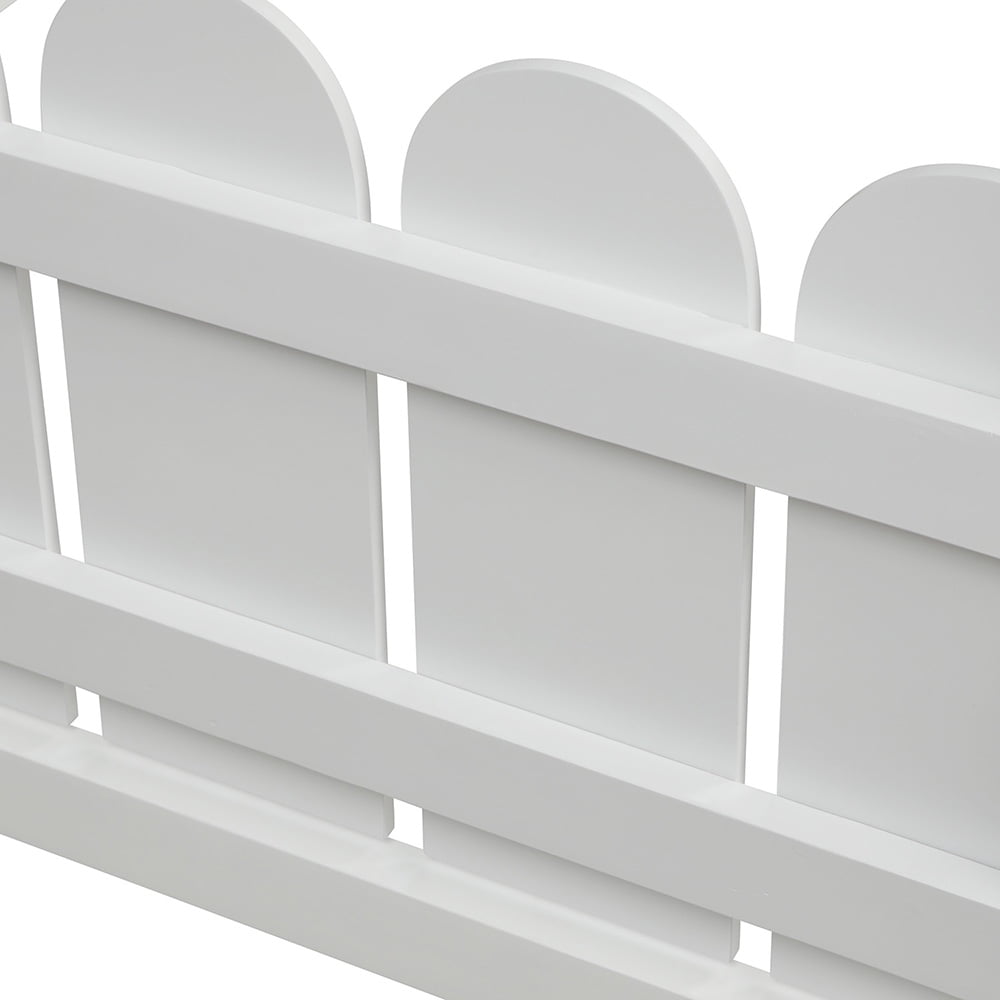 Hommoo Twin Size Wood Bed, House Bed Frame with Fence for Kids, Teens, Girls, Boys (White)