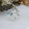 thumbnail image 3 of Whimsical Dragonfly Green Turquoise Inlay Wings .925 Sterling Silver Ring - 9, 3 of 4